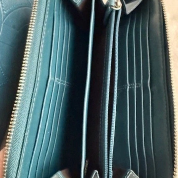 Coach Hangbag Teal Leather Shoulder Satchel Bag with Wallet - Picture 2 of 4